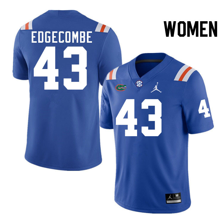 Women #43 Jaden Edgecombe Florida Gators College Football Jerseys Stitched-Throwback